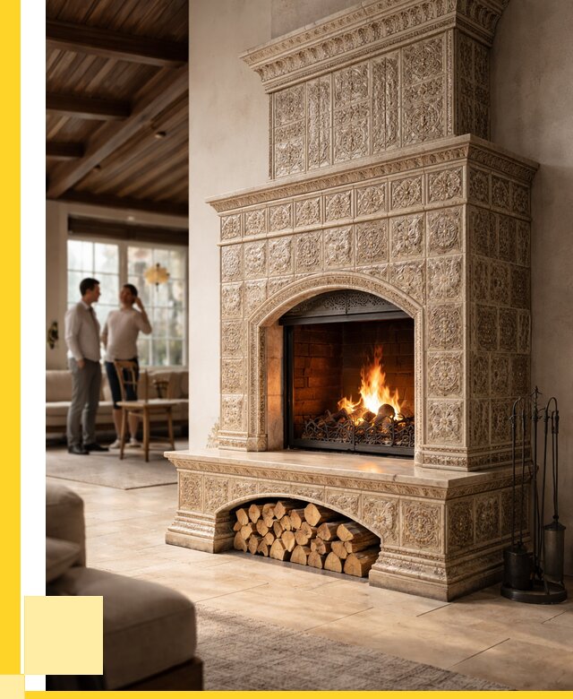 Купить изразцовый камин в Лесосибирске от 260375 р. | ЭриданЛсс