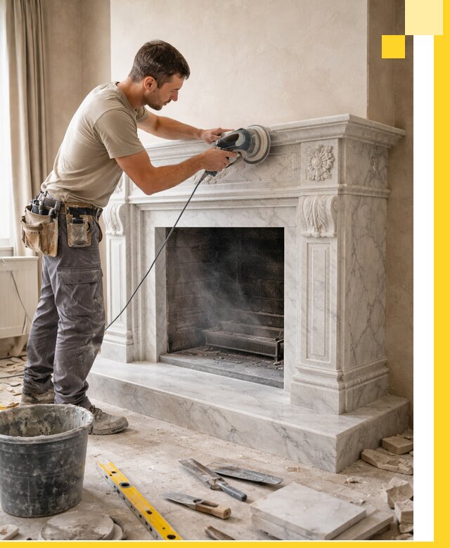 Изготовление и установка мраморных каминов в Лесосибирске под ключ