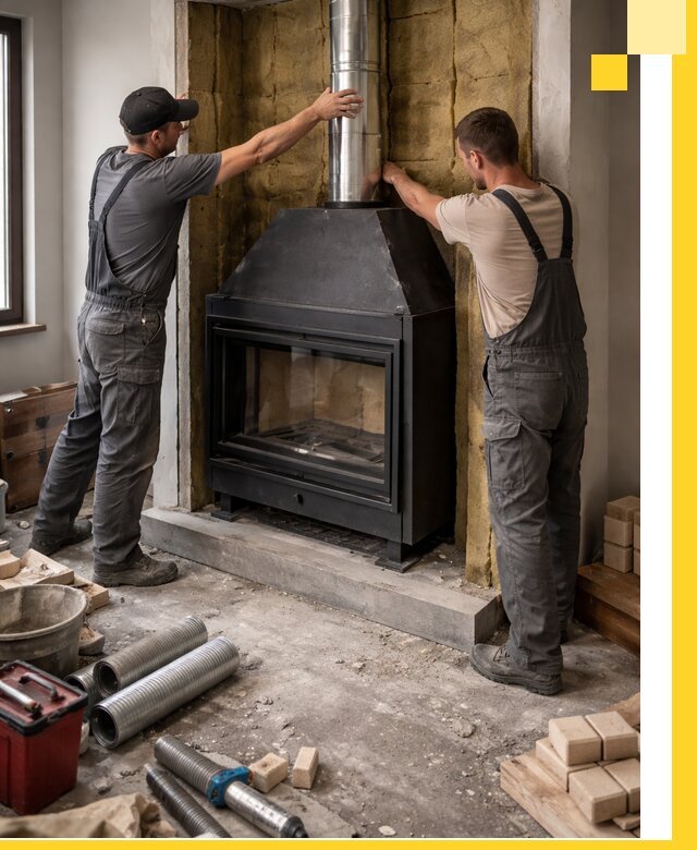 Изготовление и монтаж закрытых каминов в Лесосибирске под ключ