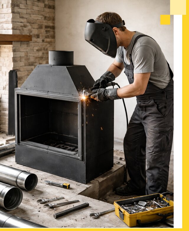 Продажа и установка металлических каминов в Лесосибирске под ключ