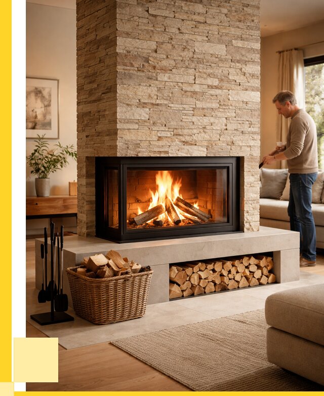 Дровяной камин под ключ в Лесосибирске от 208300 р. | ЭриданЛсс