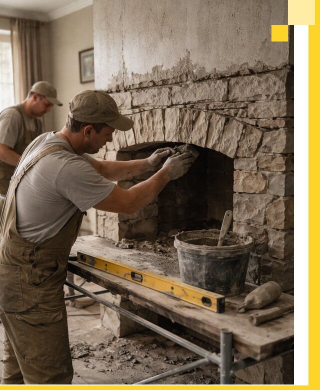 Изготовление каминов под ключ в Лесосибирске, монтаж и отделка