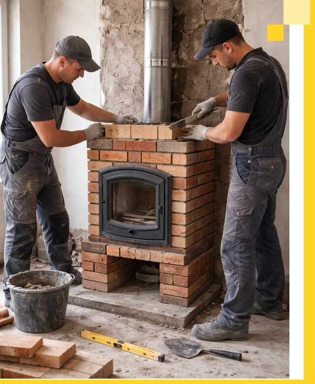 Монтаж печи камина под ключ в Лесосибирске с гарантией и пусконаладкой