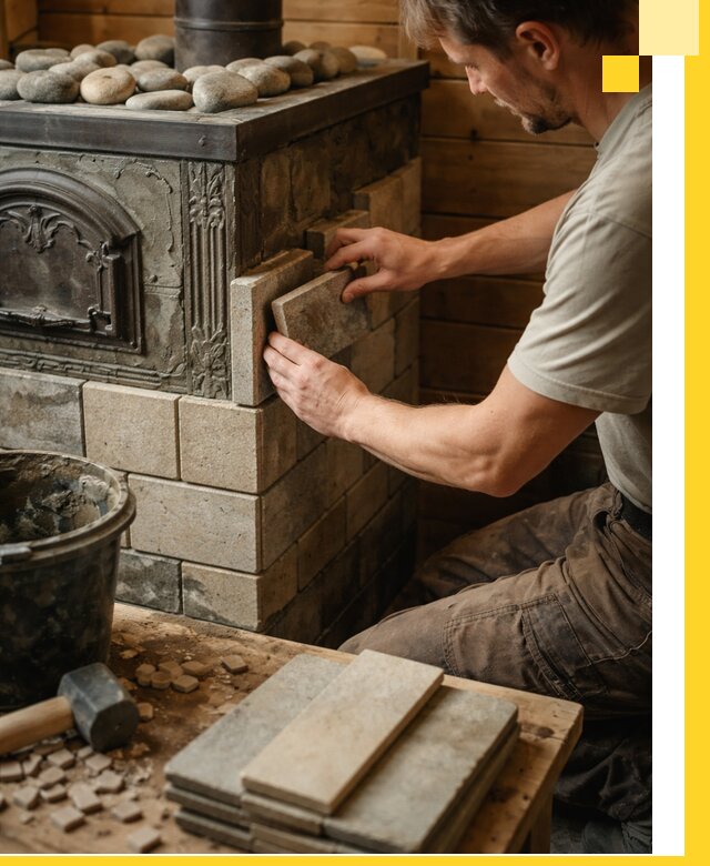 Облицовка банных печей в Лесосибирске профессиональная отделка