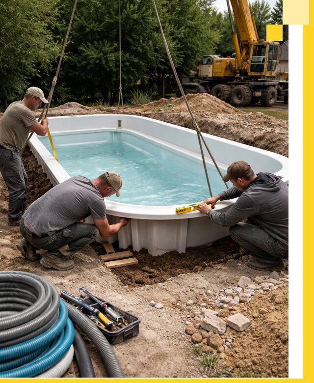 Установка и монтаж композитных бассейнов под ключ в Лесосибирске