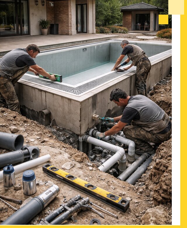 Строительство переливных бассейнов в Лесосибирске под ключ