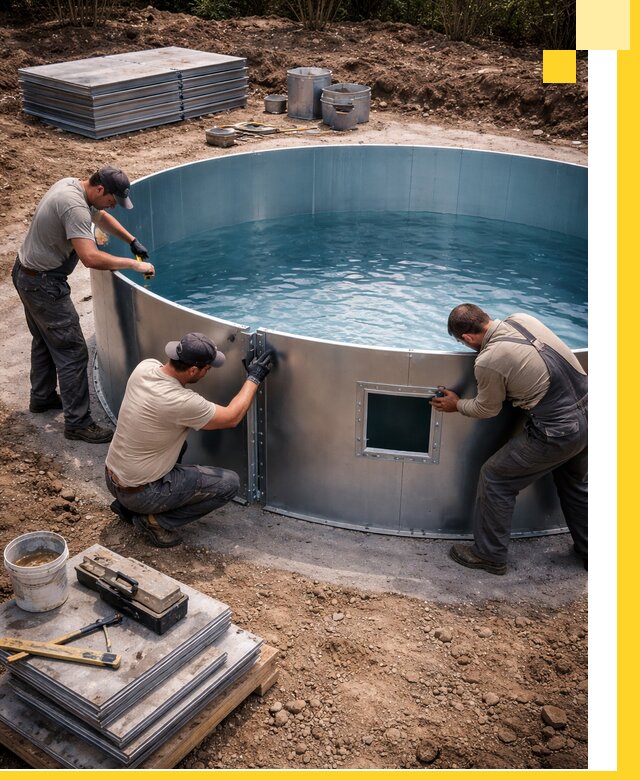 Круглые бассейны под ключ в Лесосибирске проектирование и монтаж