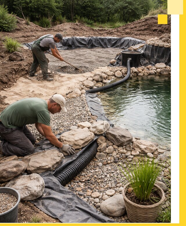 Строительство природных бассейнов и озер в Лесосибирске под ключ