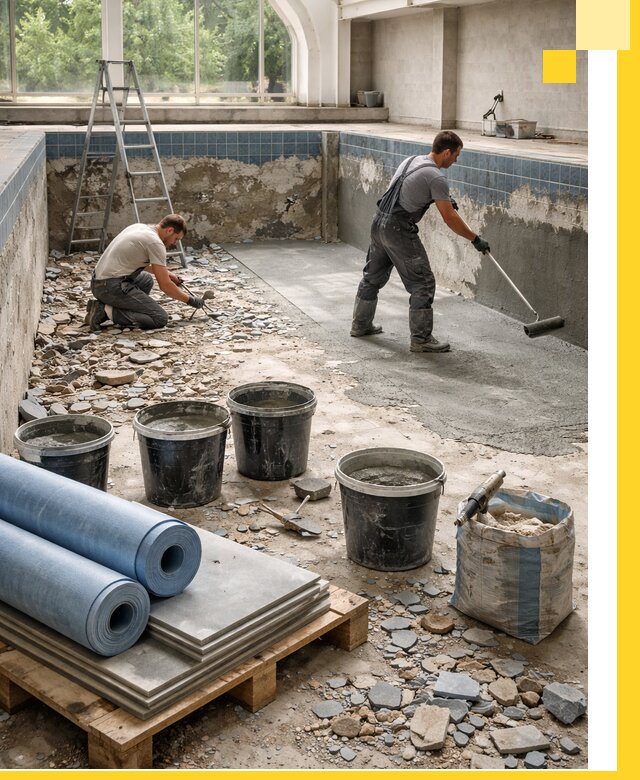 Реконструкция бассейнов в Лесосибирске: ремонт, гидроизоляция