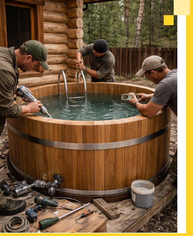 Строительство бань с купелью под ключ и отделкой в Лесосибирске