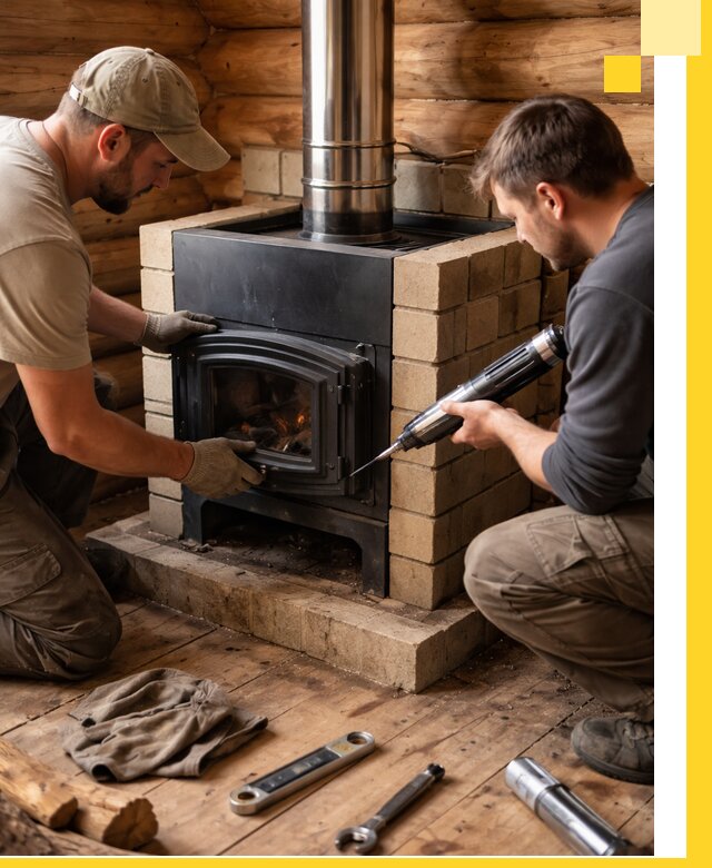 Монтаж и установка печи в бане под ключ с гарантией в Лесосибирске