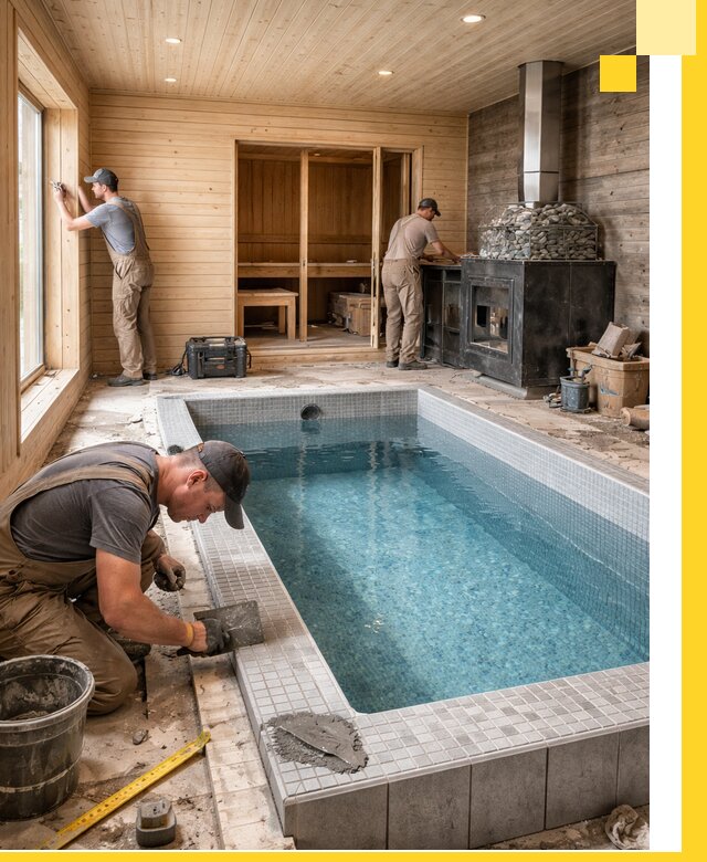 Проект бани с бассейном и сауной в Лесосибирске под ключ