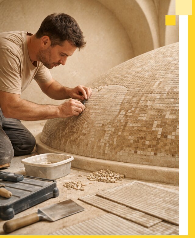 Профессиональная укладка мозаики для хамама под ключ в Лесосибирске