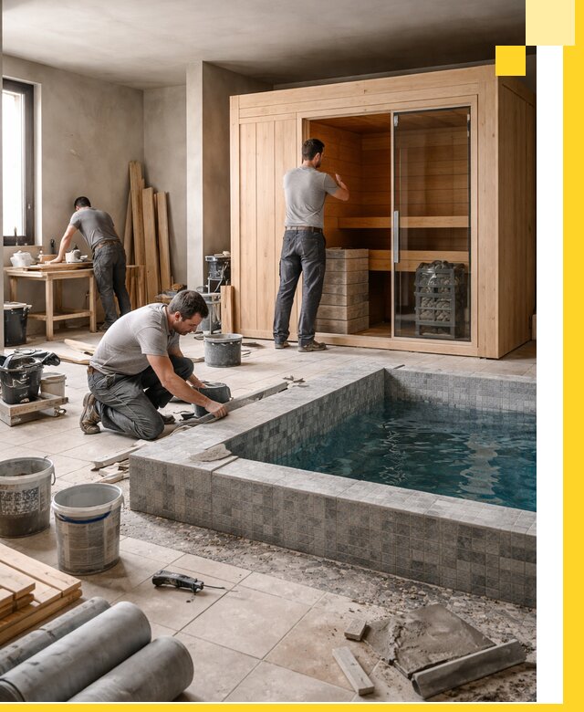 SPA зоны под ключ с бассейном сауной и печью в Лесосибирске